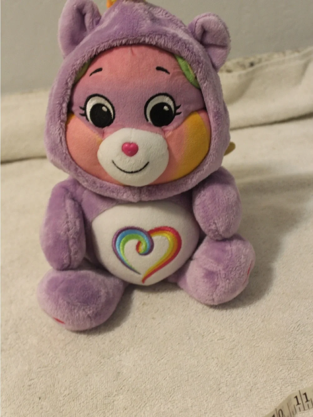 Care Bears Purple Plush with Rainbow Heart Chest Emblem